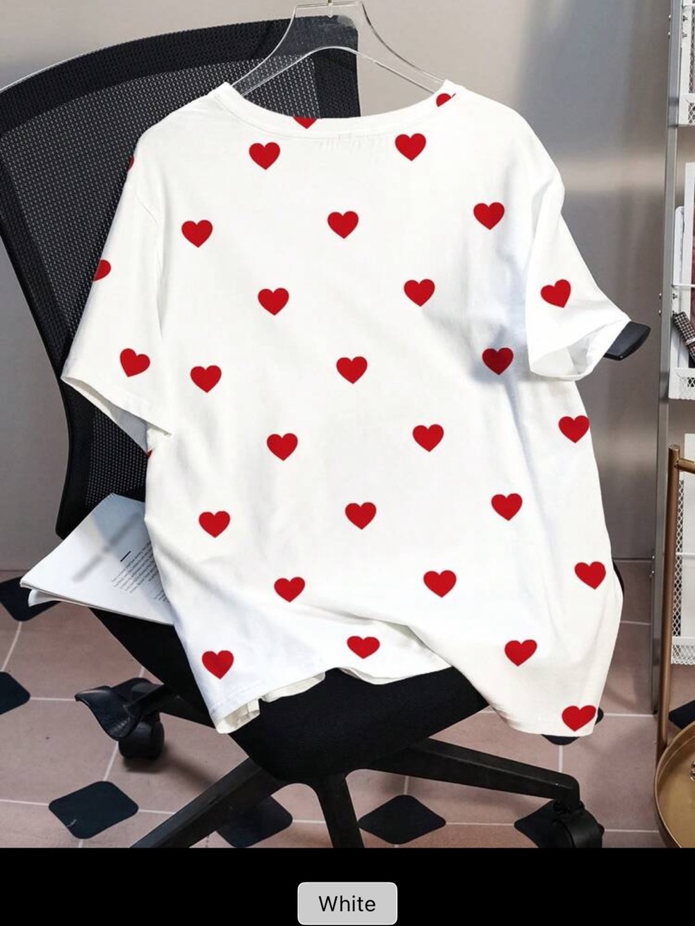 Betty Boop White Tee with Red Heart Motif - Picture 2 of 8